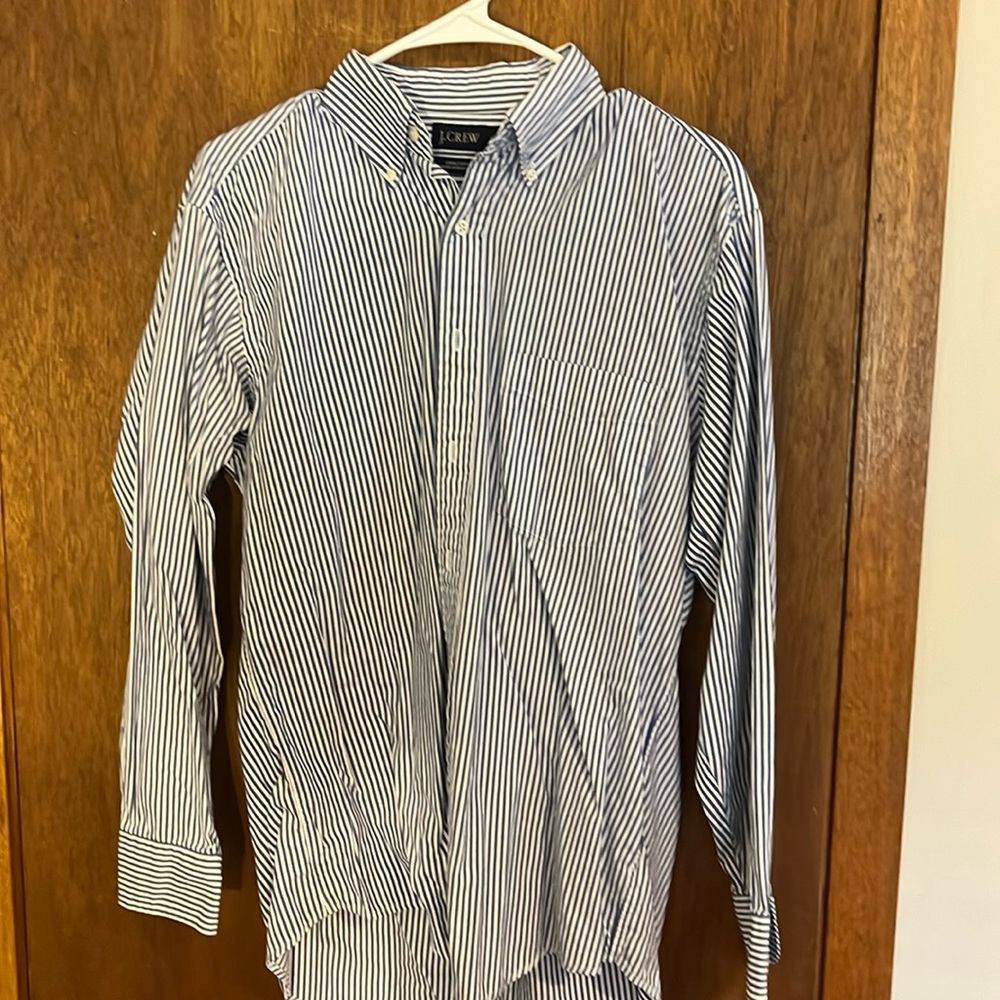 J. Crew Men’s Blue Pinstriped Dress Shirt 15 Neck 32/33 sleeves
